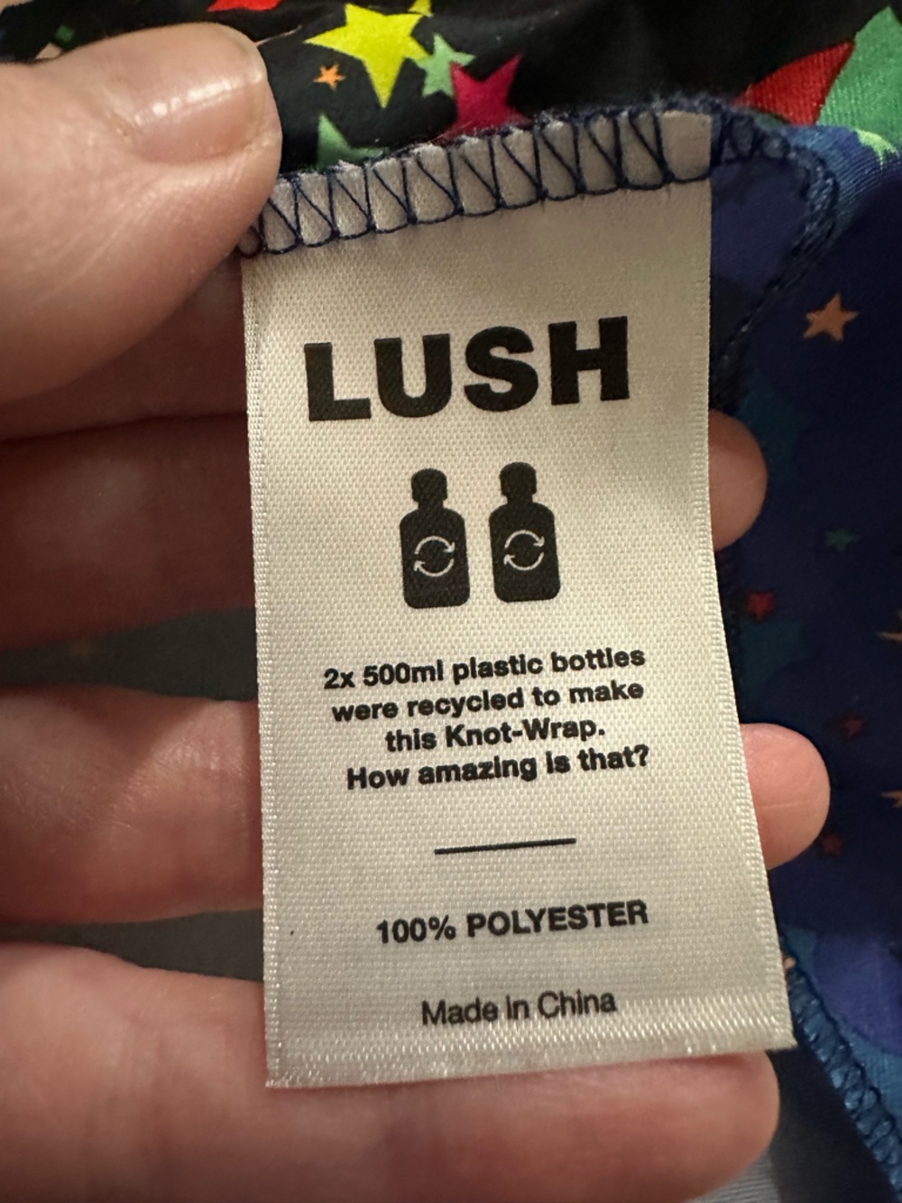 Lush Navy Moon Stars and Rainbows Print Knot Wrap Scarf and for Gifts Square - Picture 6 of 7